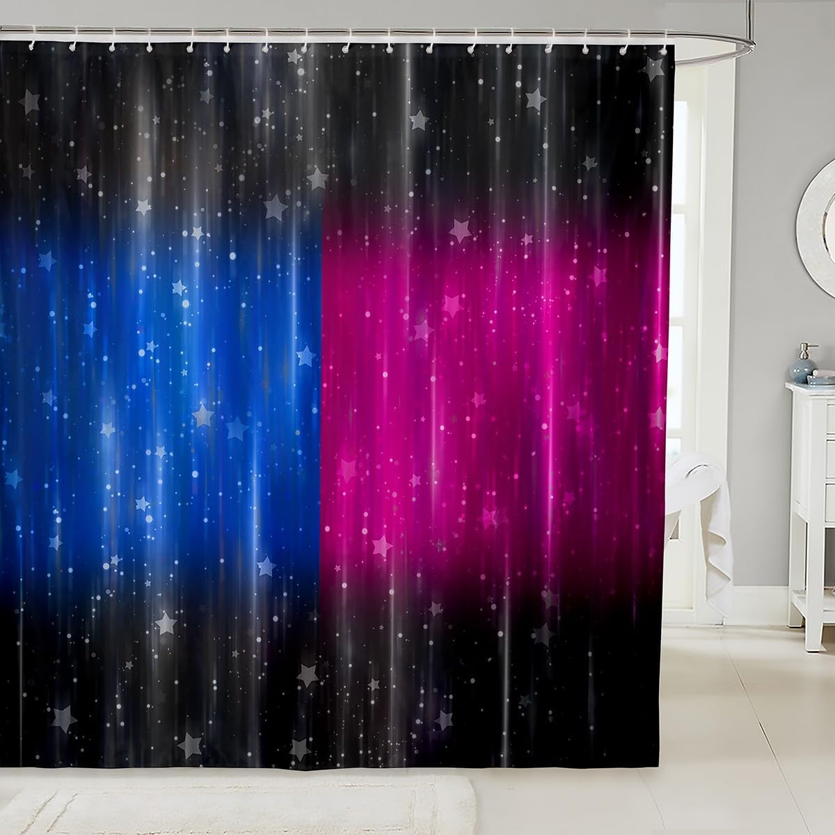 Erosebridal Black Navy Blue Hot Pink Ombre Shower Curtain Set