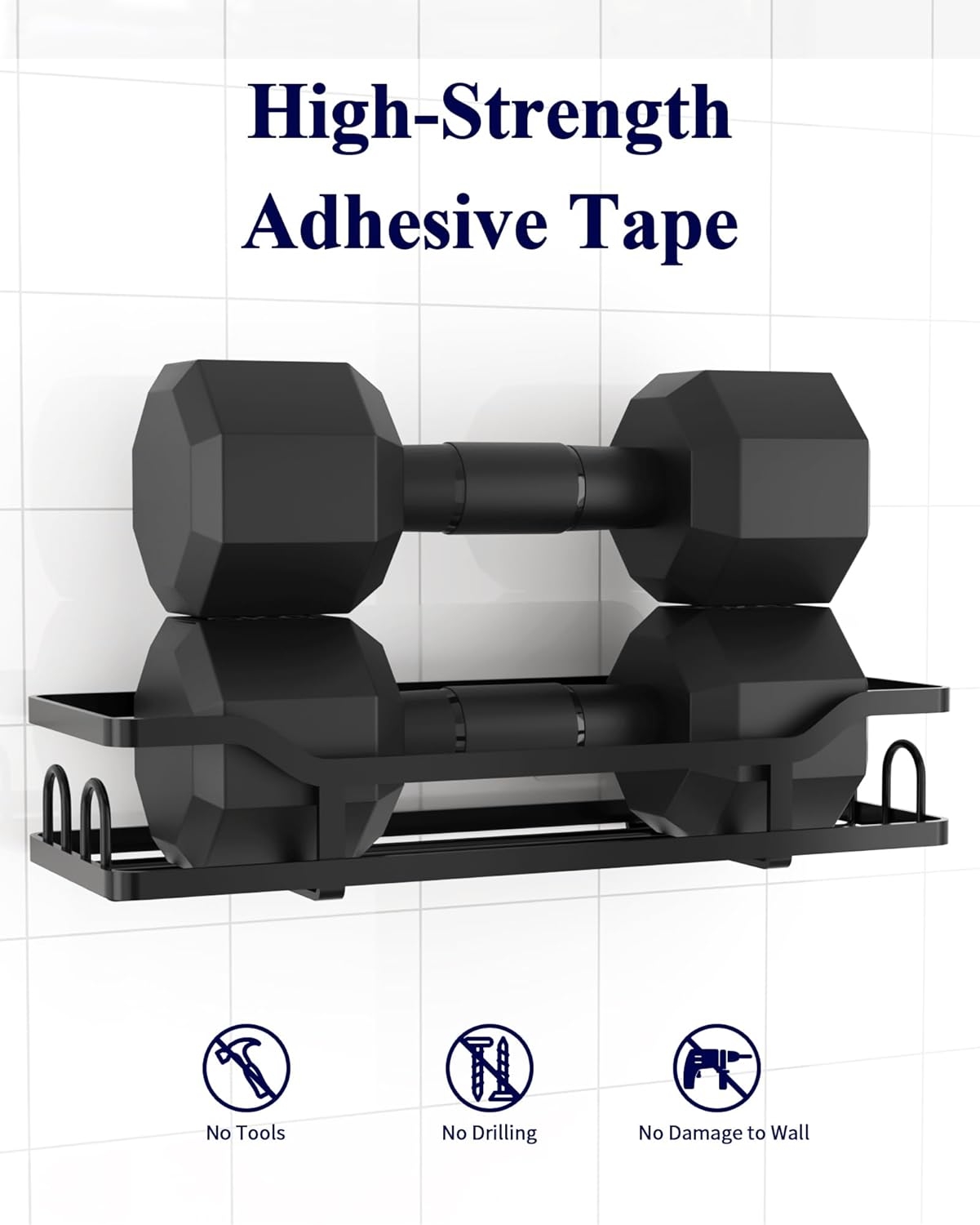 Kitsure Shower Caddy 2-Pack Black 8 Hooks Wall Mount