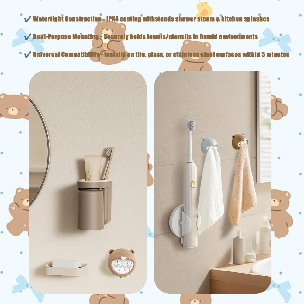 MayFancy Adorable Bear Adhesive Hooks 2pcs