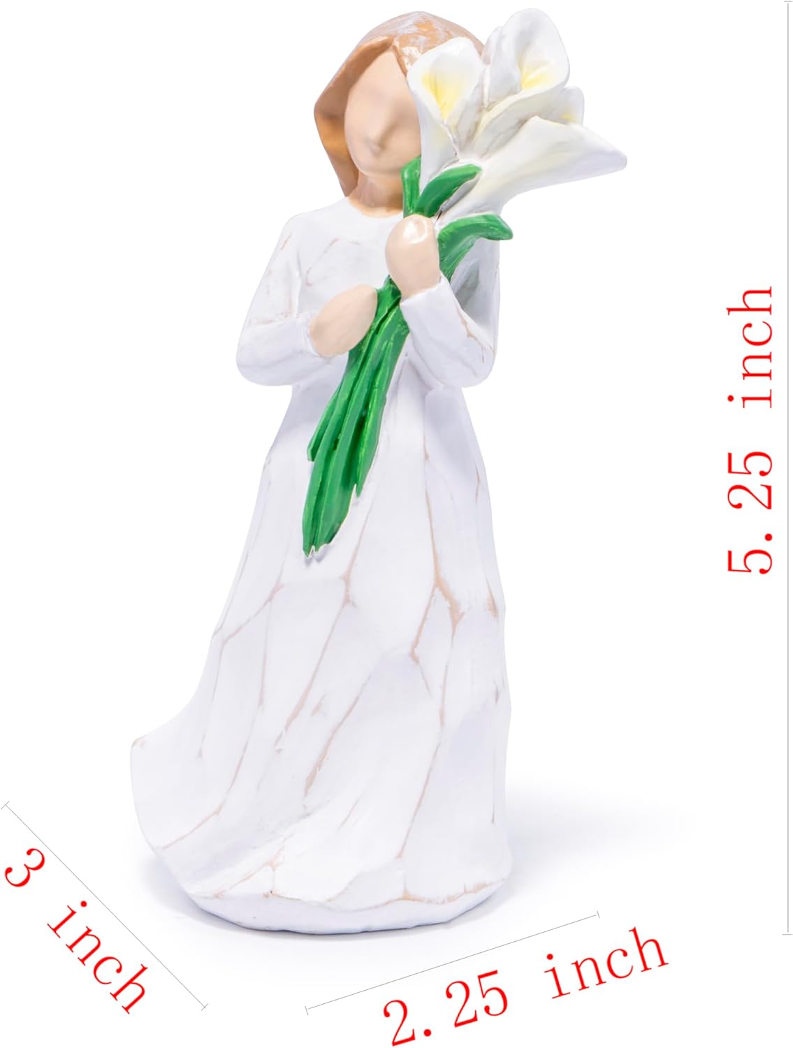 Hodao Hand-Carved Resin Mom Figurine - White Flower Mothers Day Keepsake