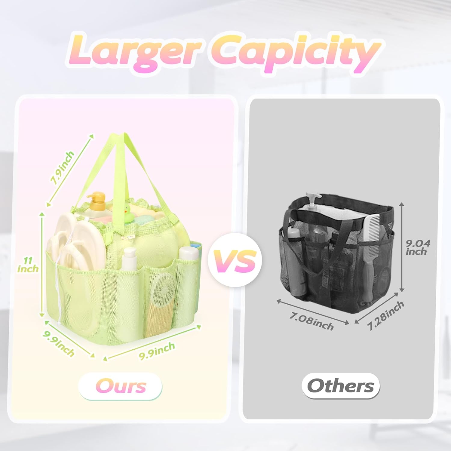 Famichan Mesh Shower Caddy Portable with Drawstring - Green