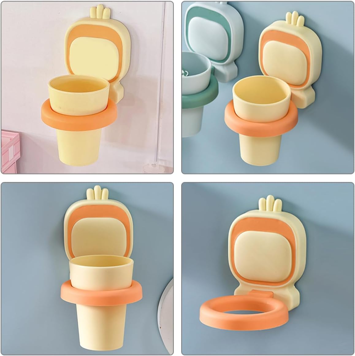 PRETYZOOM Wall-Mounted Toothbrush Holder with Cup 1
