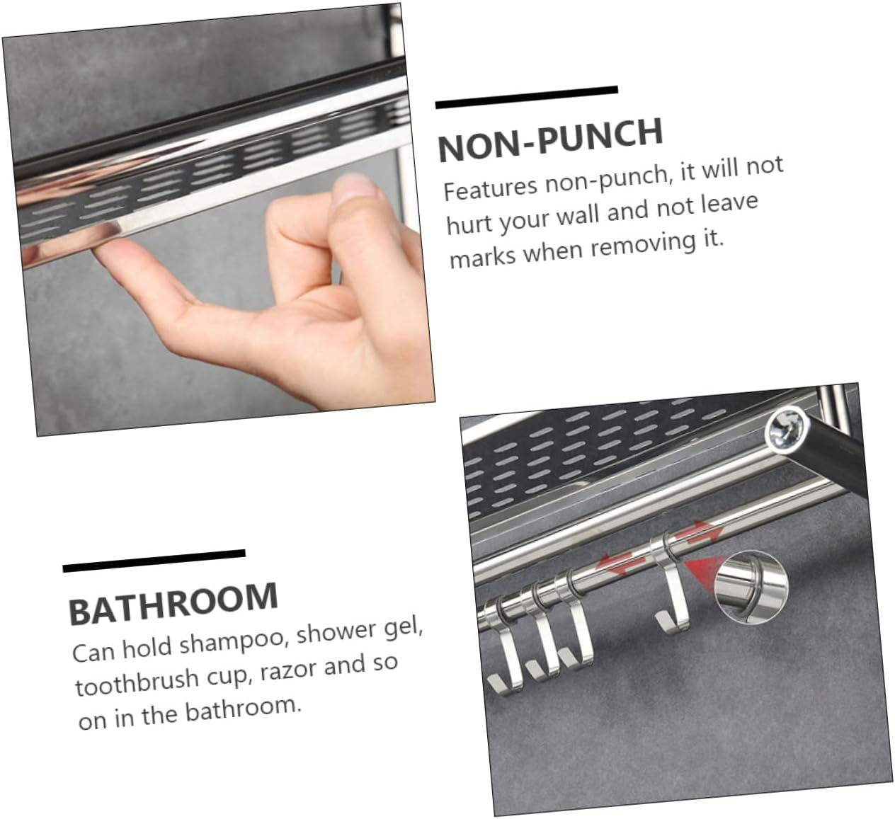 LIFKOME Bathroom Storage Rack with Movable Hooks