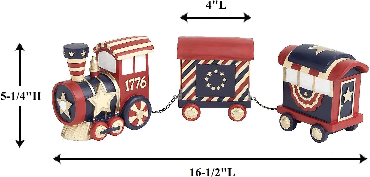 Rustic Americana 1776 Train Figurine 4th of July Decoration