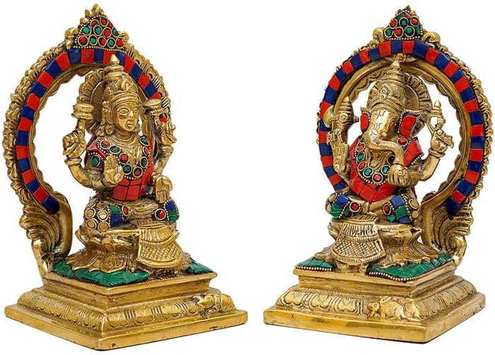 Statuestudio Sitting Ganesha Lakshmi Brass Statue 1