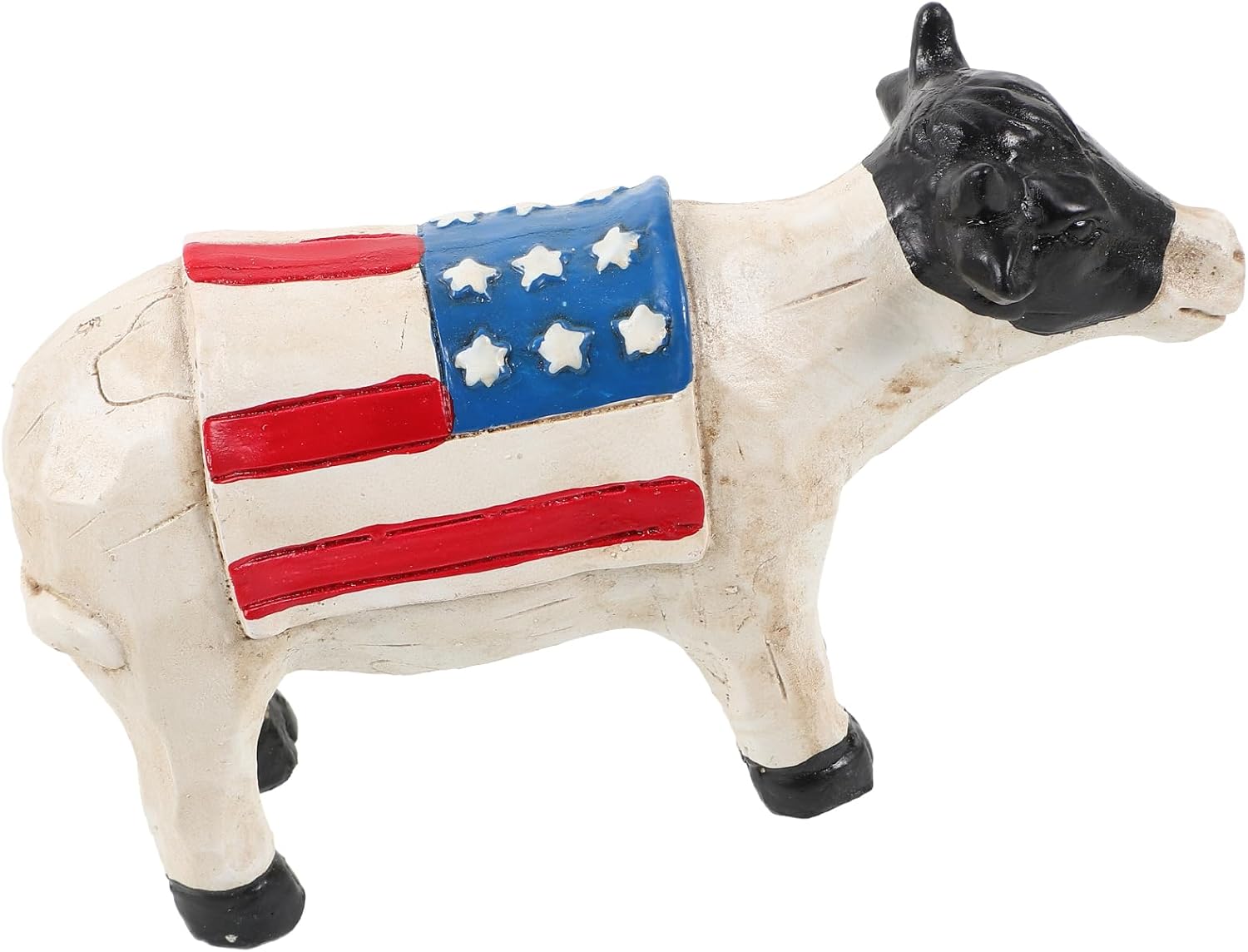 LUOZZY Patriotic Resin Cow Statue Home Decor
