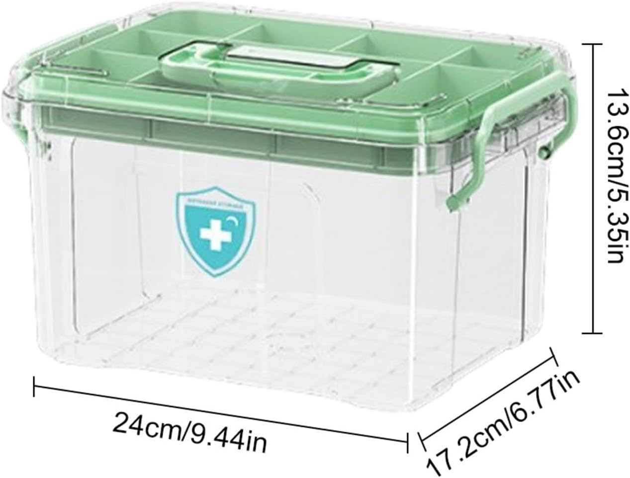 Household Medicine Organizer with Clear Layers and Secure Lid 1