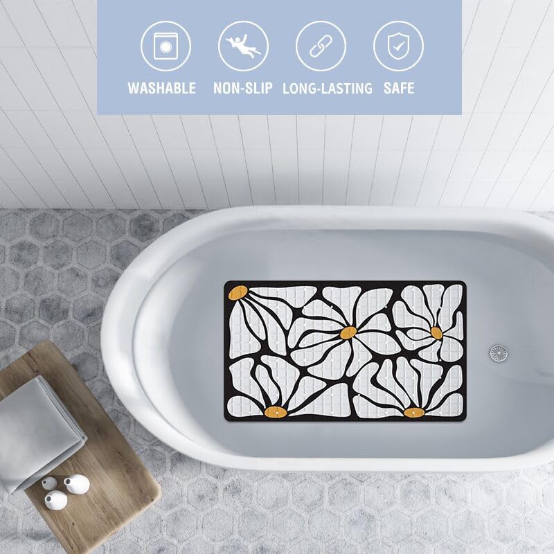 Floral Bathtub Mat Non Slip for Kids 27x16in 1