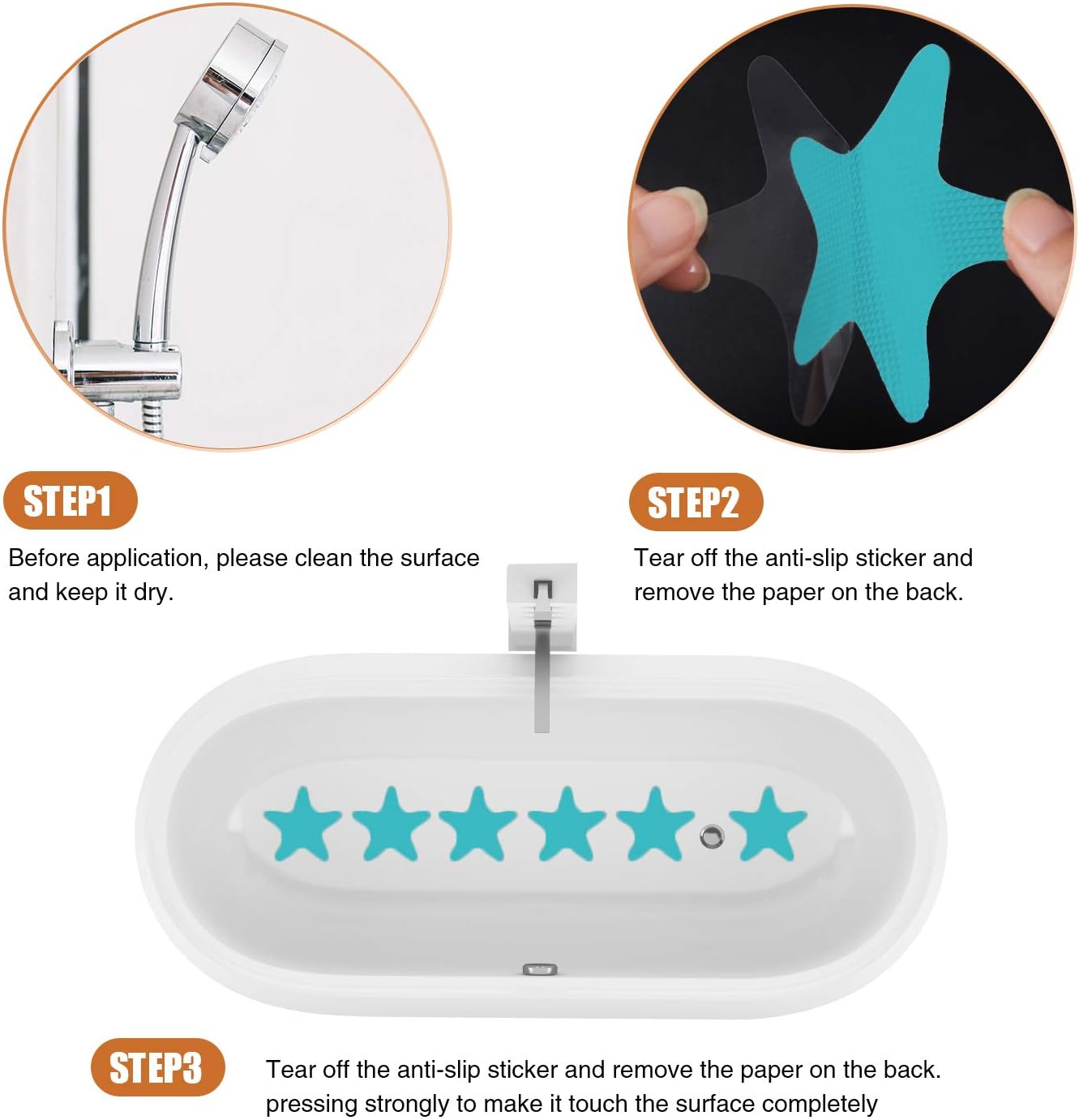 Anti-Slip Bathtub Stickers with Premium Scraper - Blue