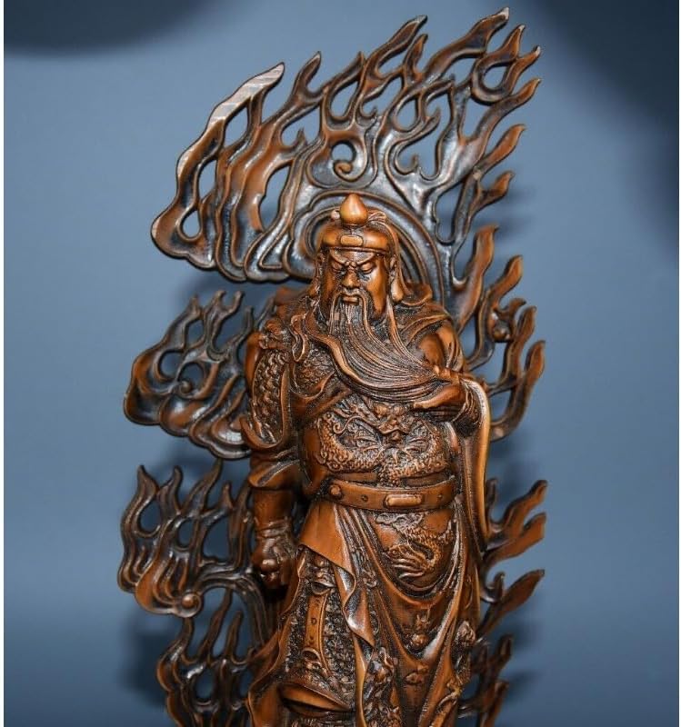 Handcrafted Boxwood Guan Gong Yu Warrior God Statue