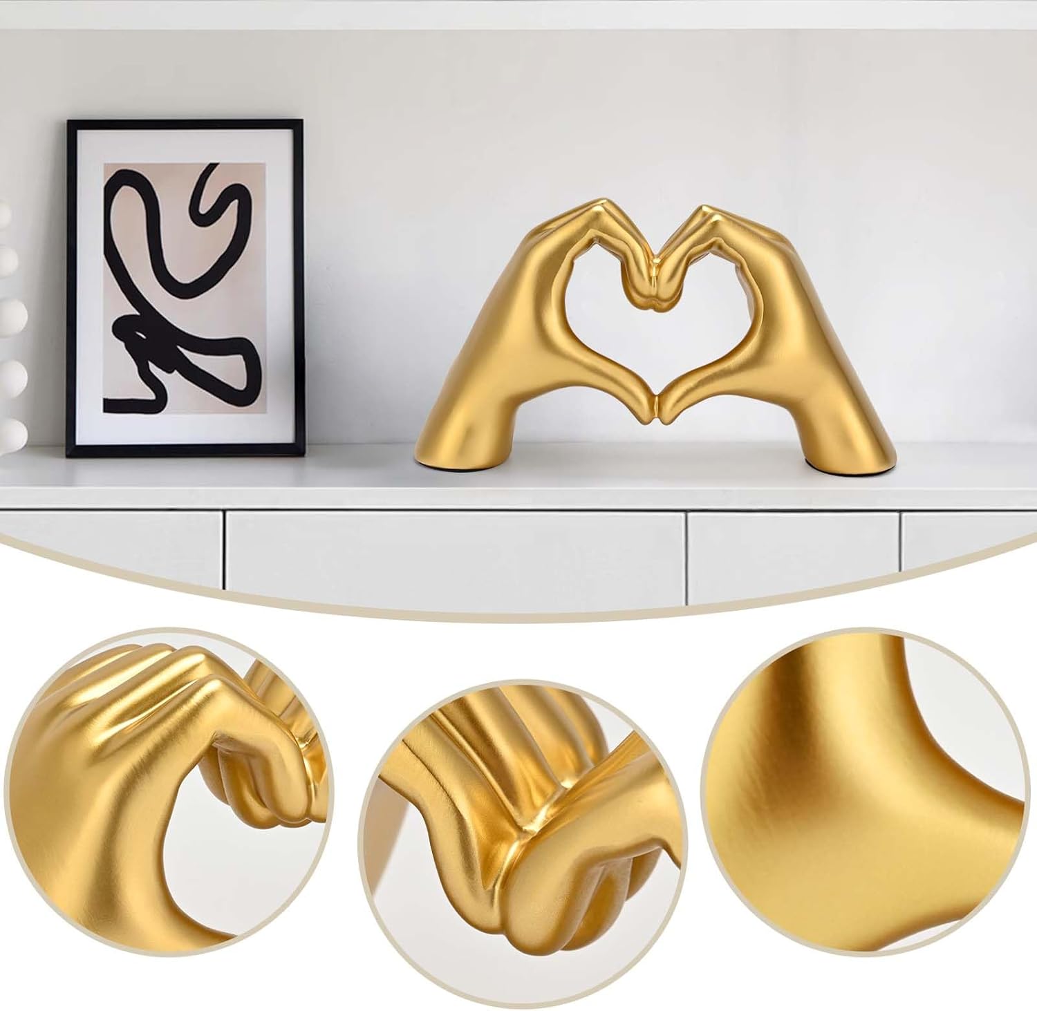 Heart Hands Sculpture Gold Resin Home Decor 1