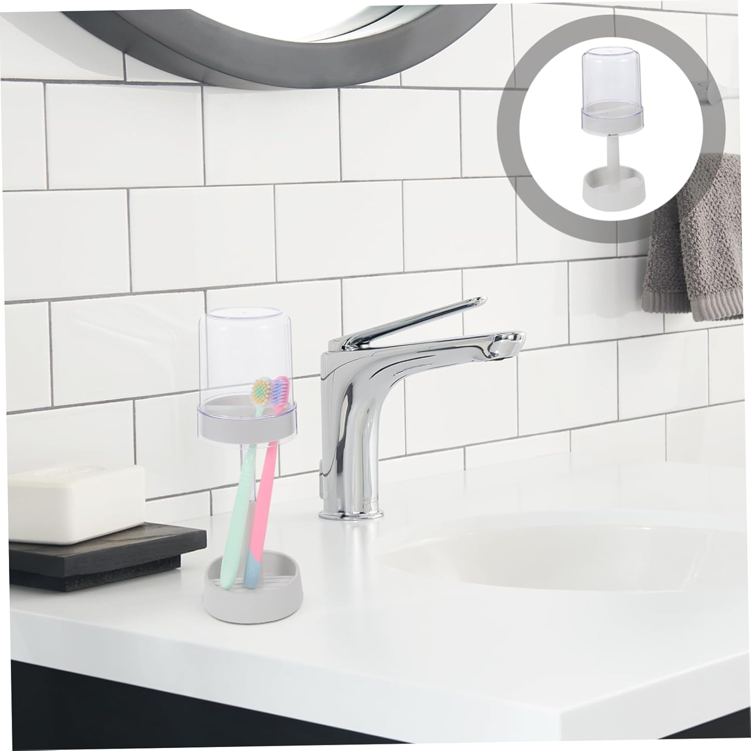 SWOOMEY Toothbrush Holder with Lid and Cup