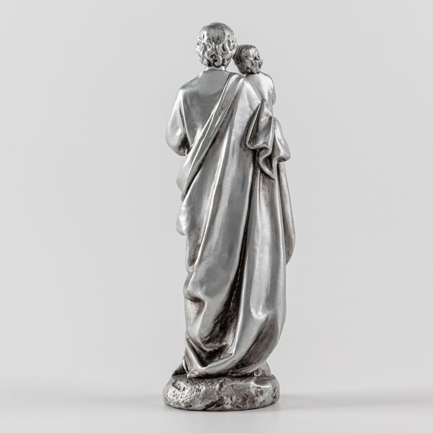 St Joseph and Baby Jesus Statue 7 Inch Silver
