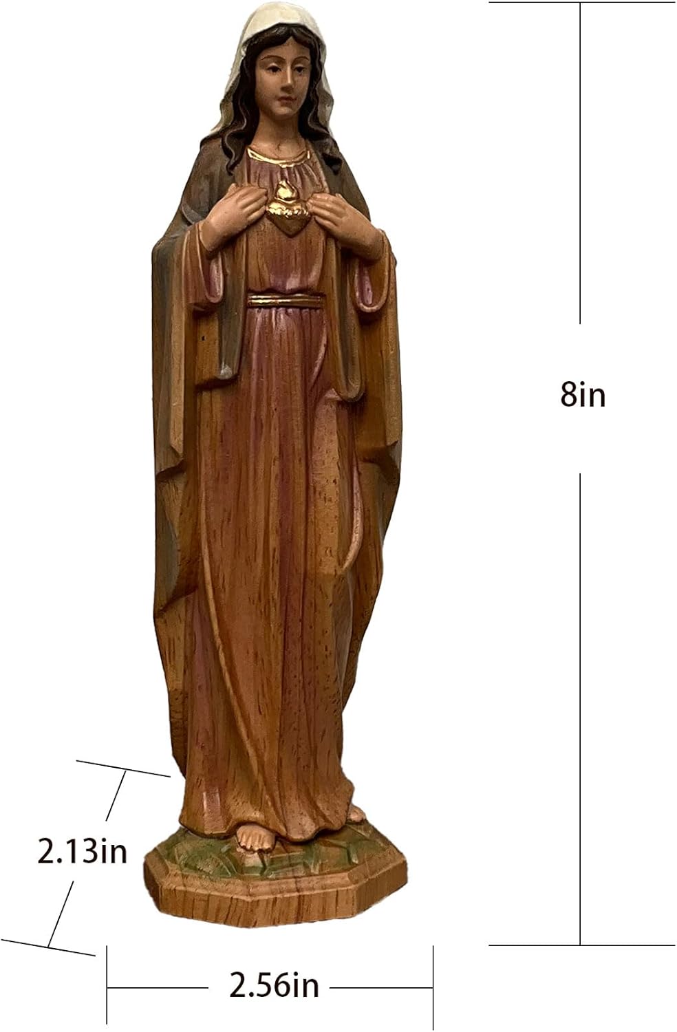 XXLTY Exquisite Solid Wood Virgin Mary Statue with Sacred Heart