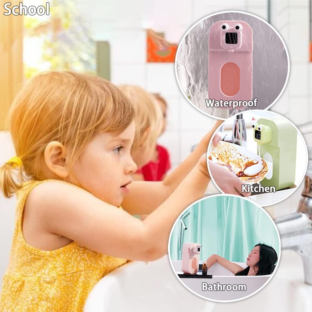 AMYESE Automatic Foaming Soap Dispenser - Wall Mount Green Frog Kids Hand-Free
