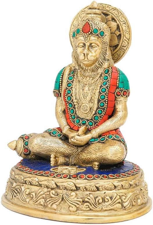 Statuestudio Sitting Hanuman Brass Statue 7Inch