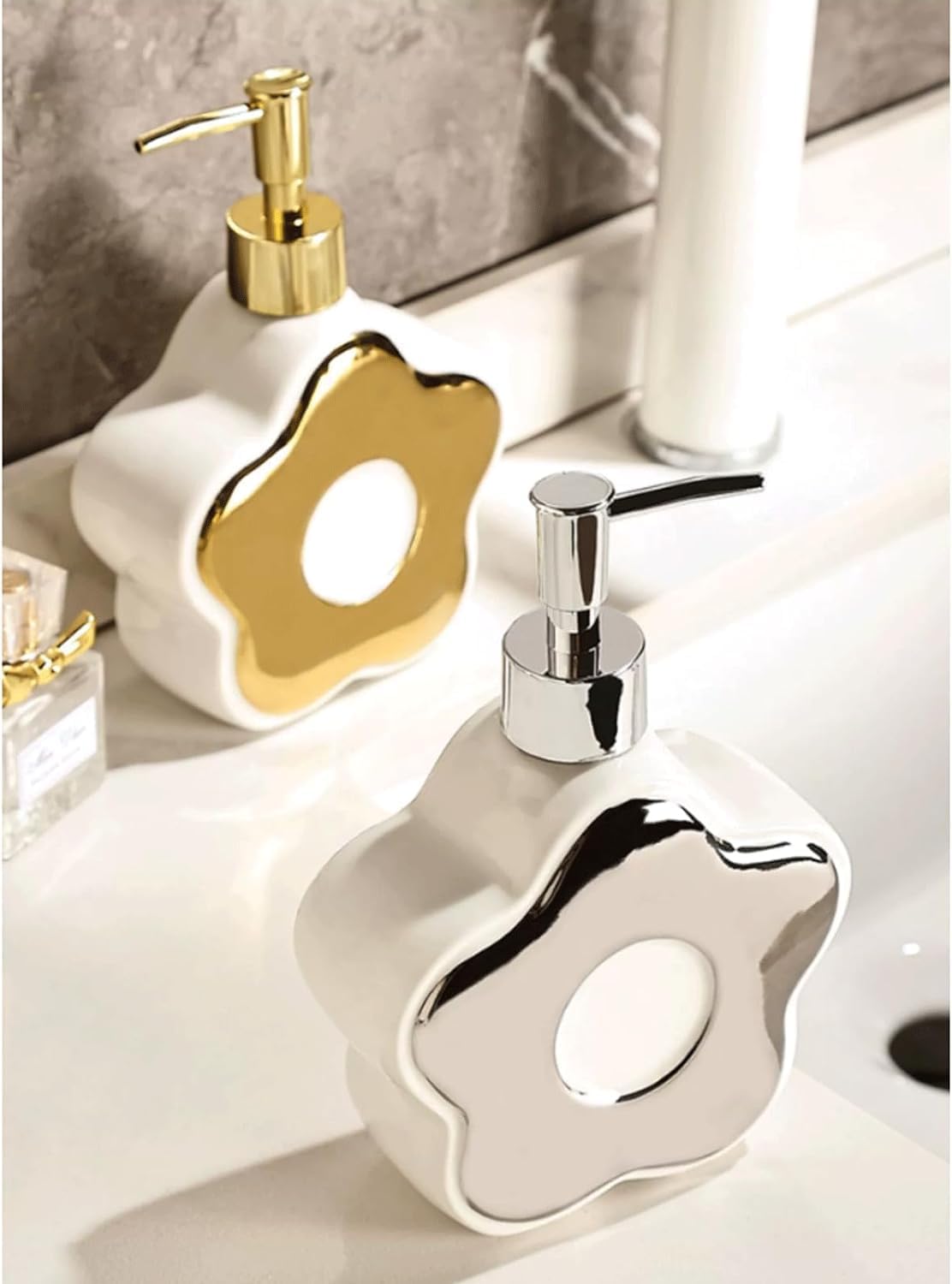Ceramic Flower Shape Lotion Dispenser 350ml