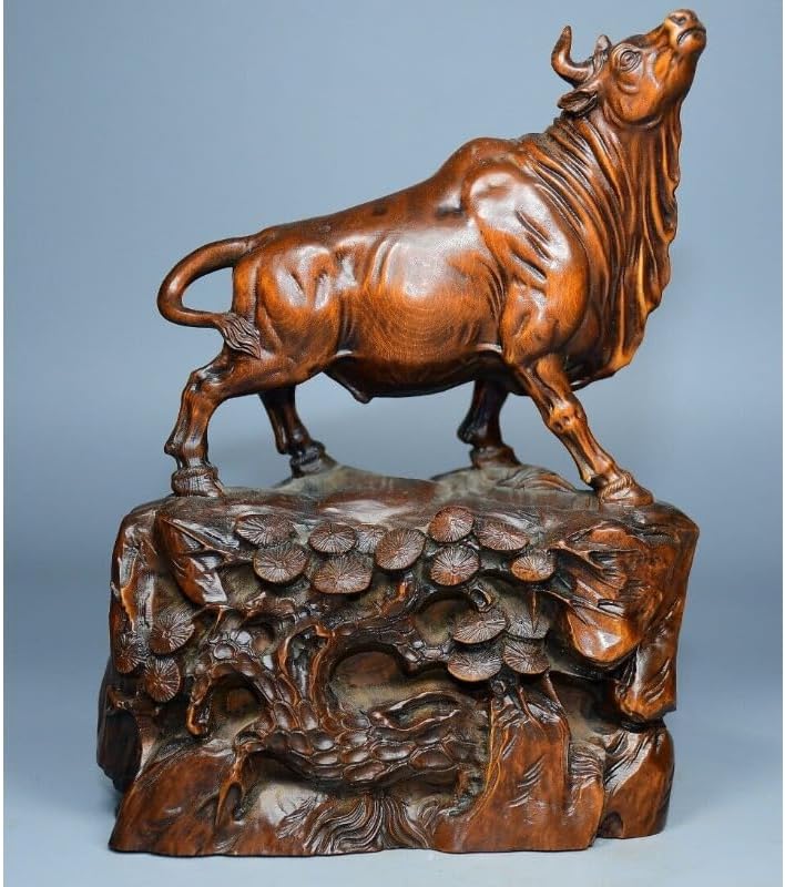 Handcrafted Home Decor Mini Boxwood Zodiac Ox Pine Tree Statue