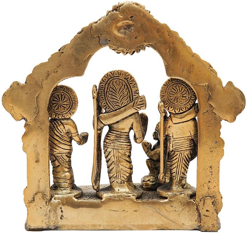 Statuestudio Brass Ram Sita Laxman Hanuman Idol Set - Antique Finish 7 Inch