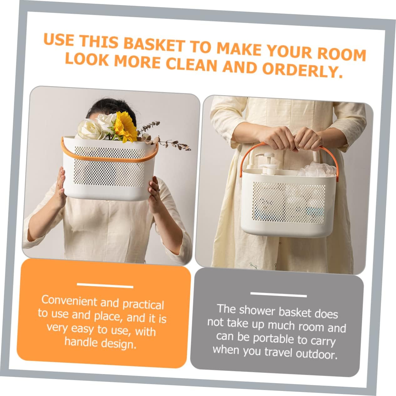 Cabilock Portable Shower Basket with Handles for Home and Travel