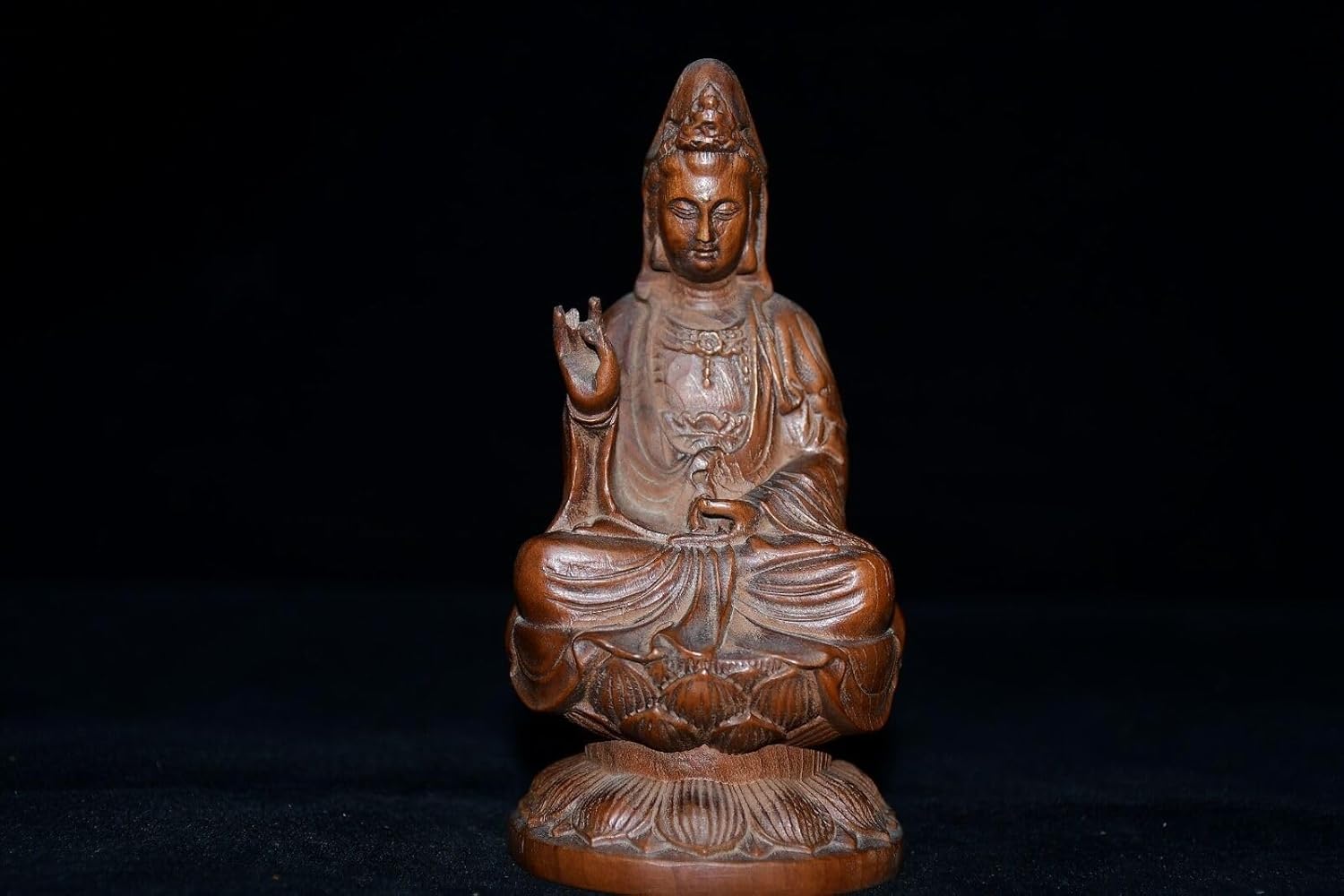 Handcrafted Guanyin Statue with Lotus Flower Design