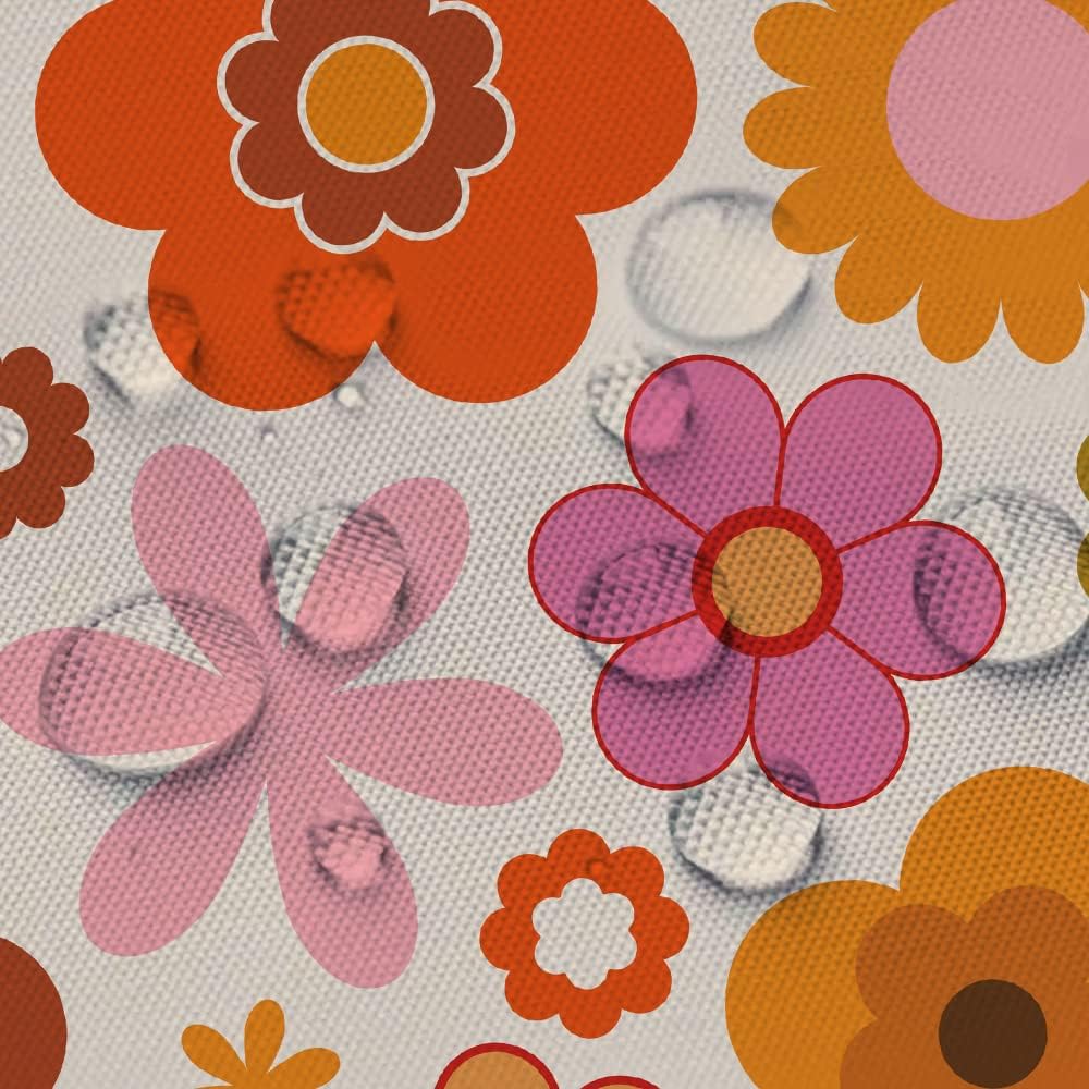Retro Flowers Shower Curtain Set 72x72 inches