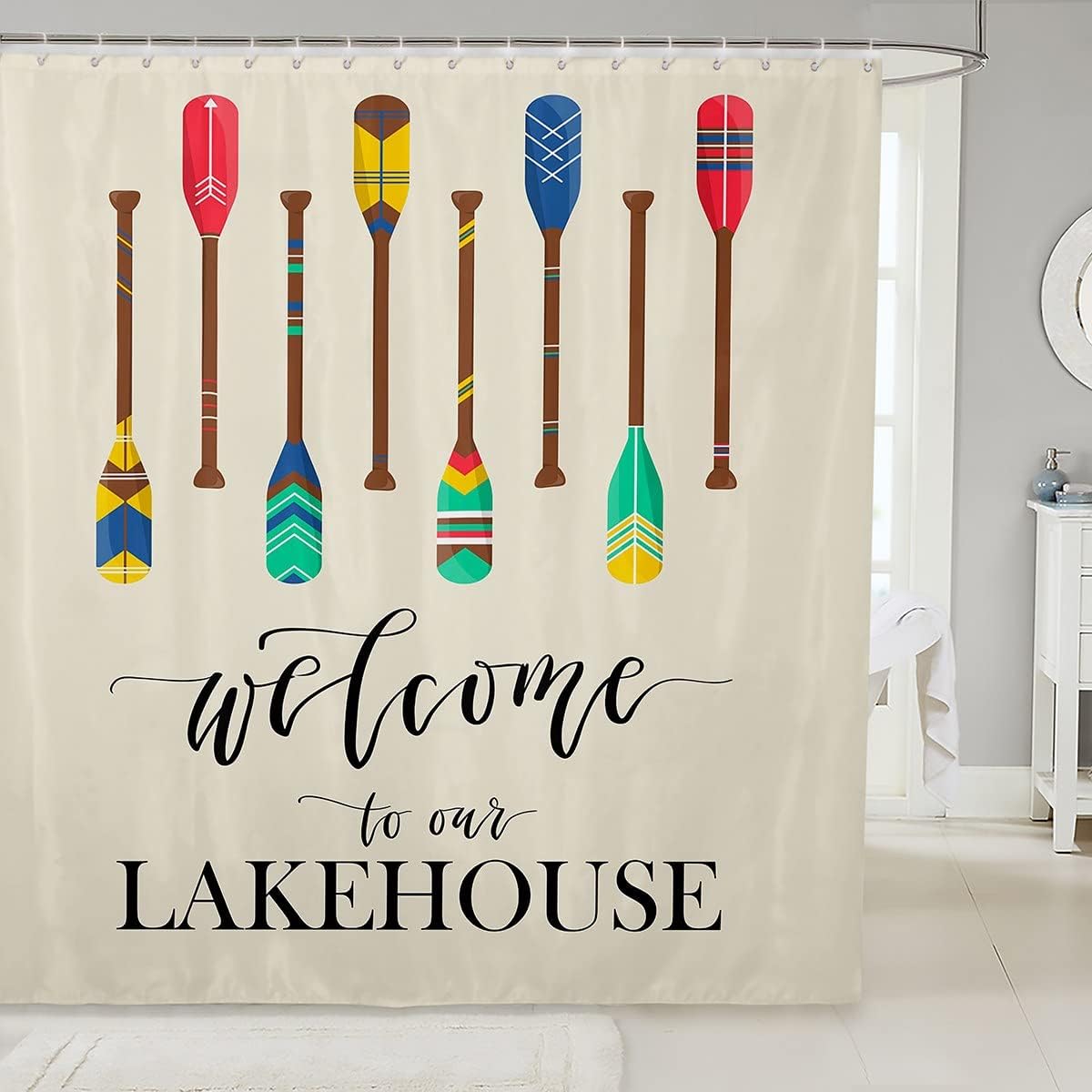 Erosebridal Lake House Decor Shower Curtain Set 72x78