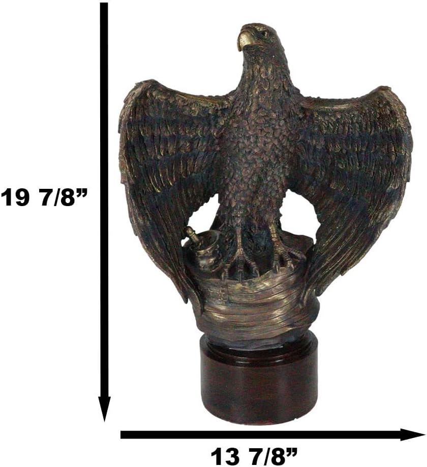 Ebros Gift Patriotic Bald Eagle Flag Statue