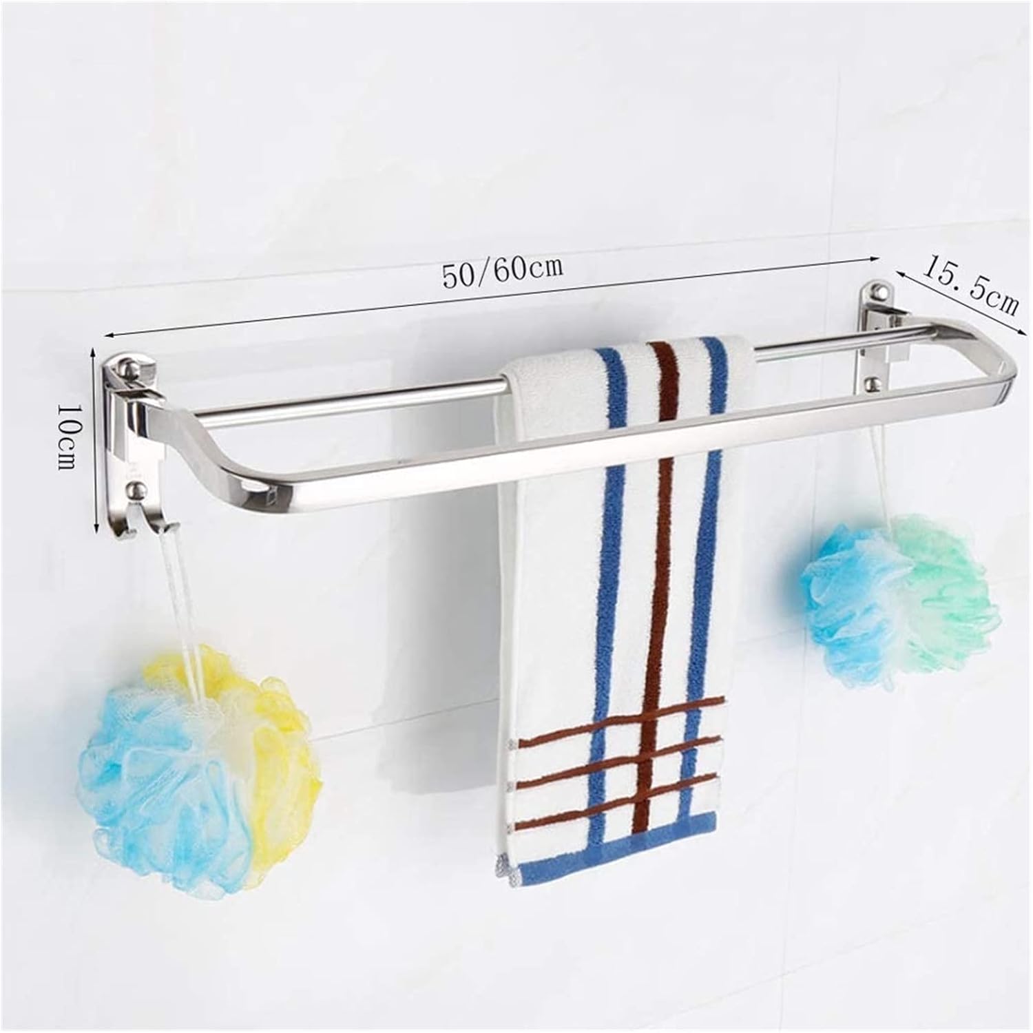 ALDEPO Towel Rail Shelf - 50Cm Wall Mounted Stainless Steel Towel Rack