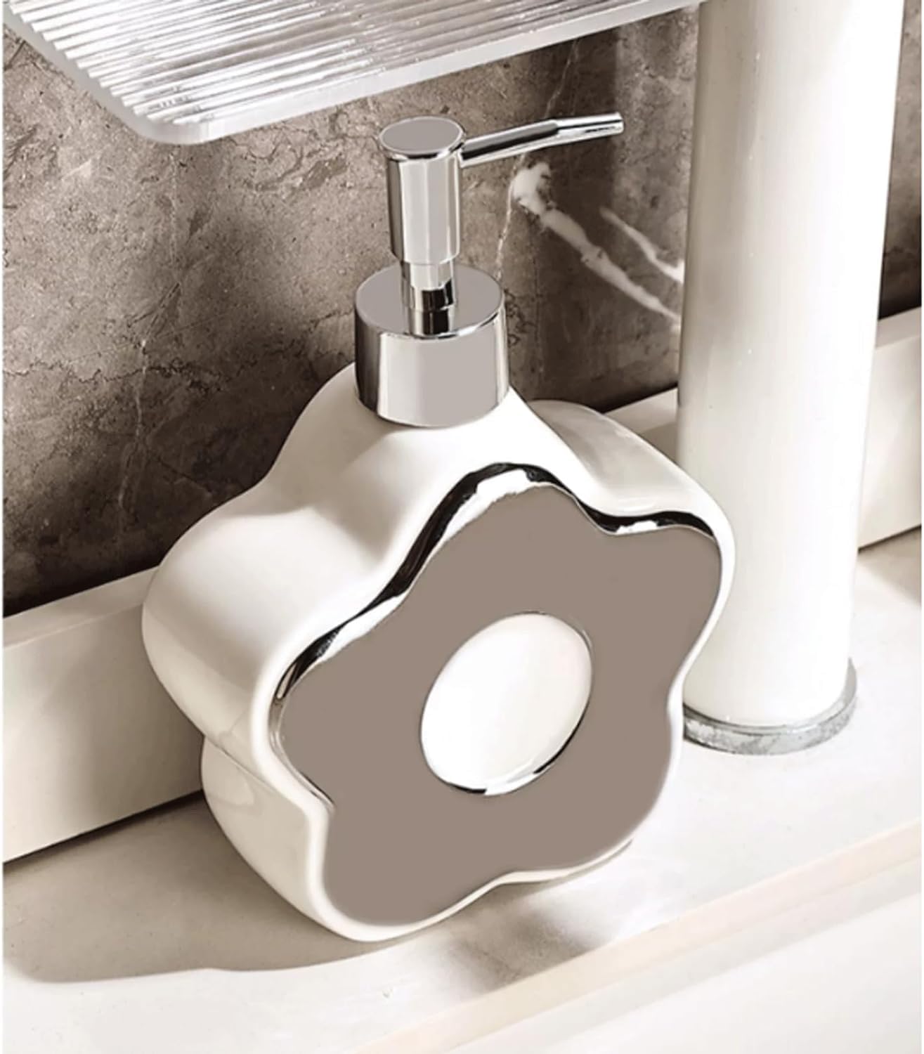 Ceramic Flower Shape Lotion Dispenser 350ml