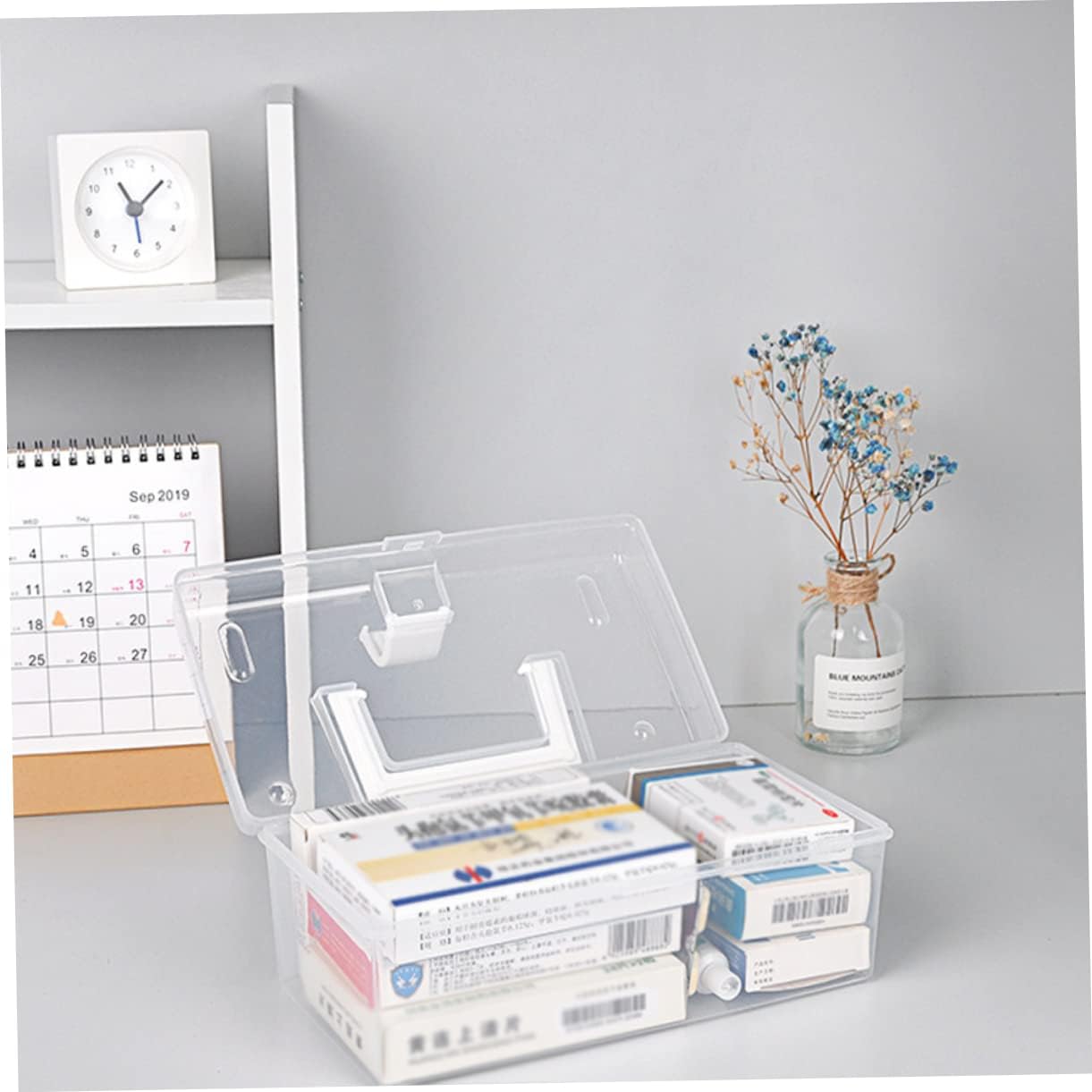 2pcs Plastic Medicine Storage Box Organizer