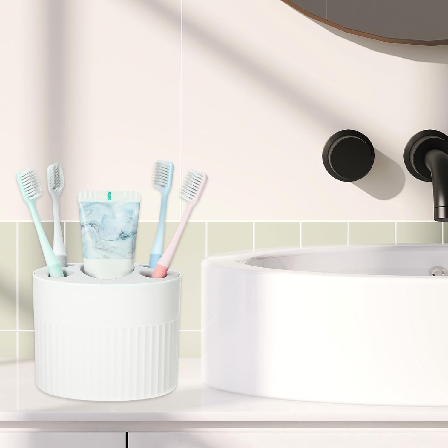 VOCOSTE White Toothbrush Holder Organizer