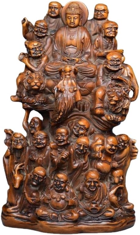 LimpaC Boxwood Buddha Eighteen Arhat Statue Decor