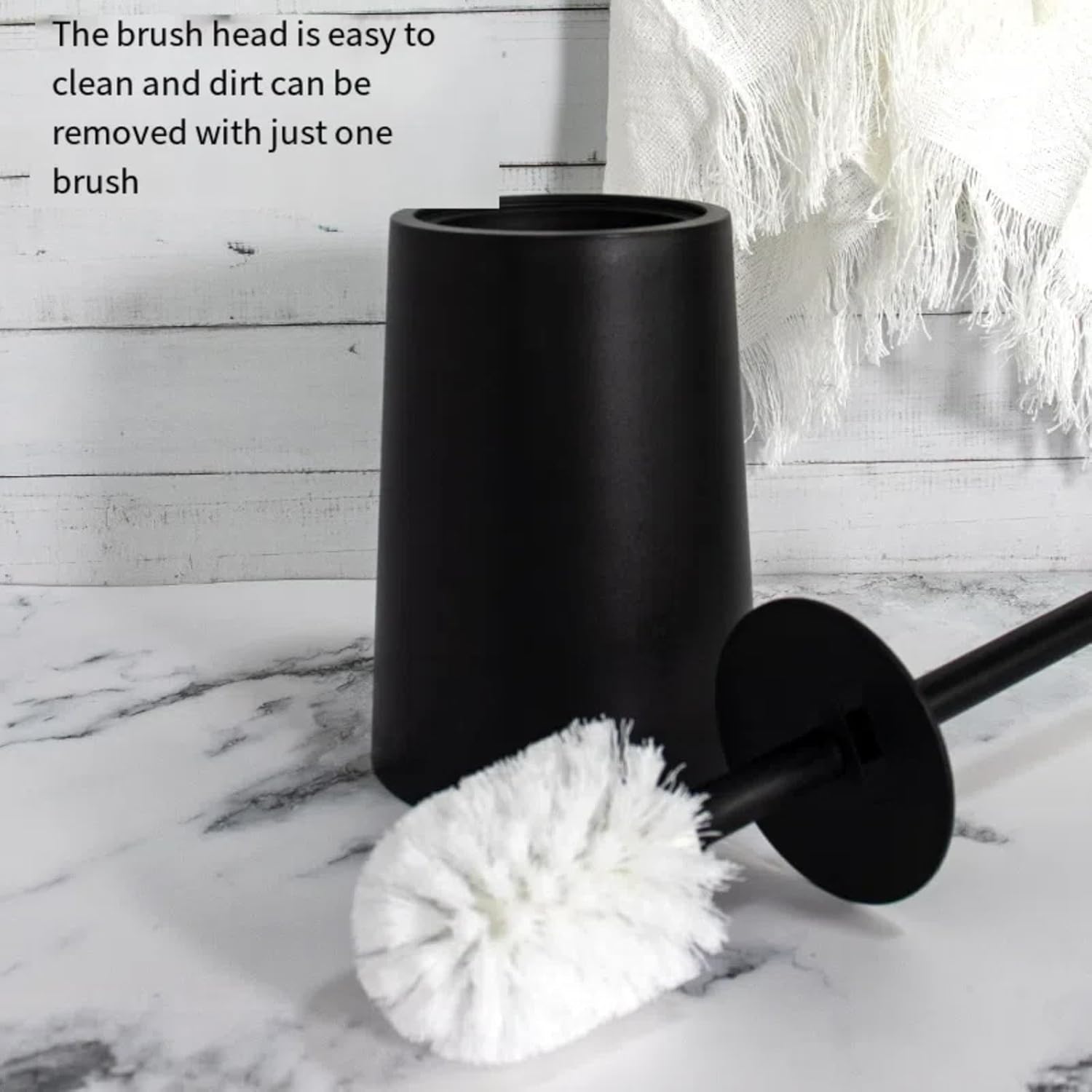 Detachable Toilet Brush with Holder - Black and Grey
