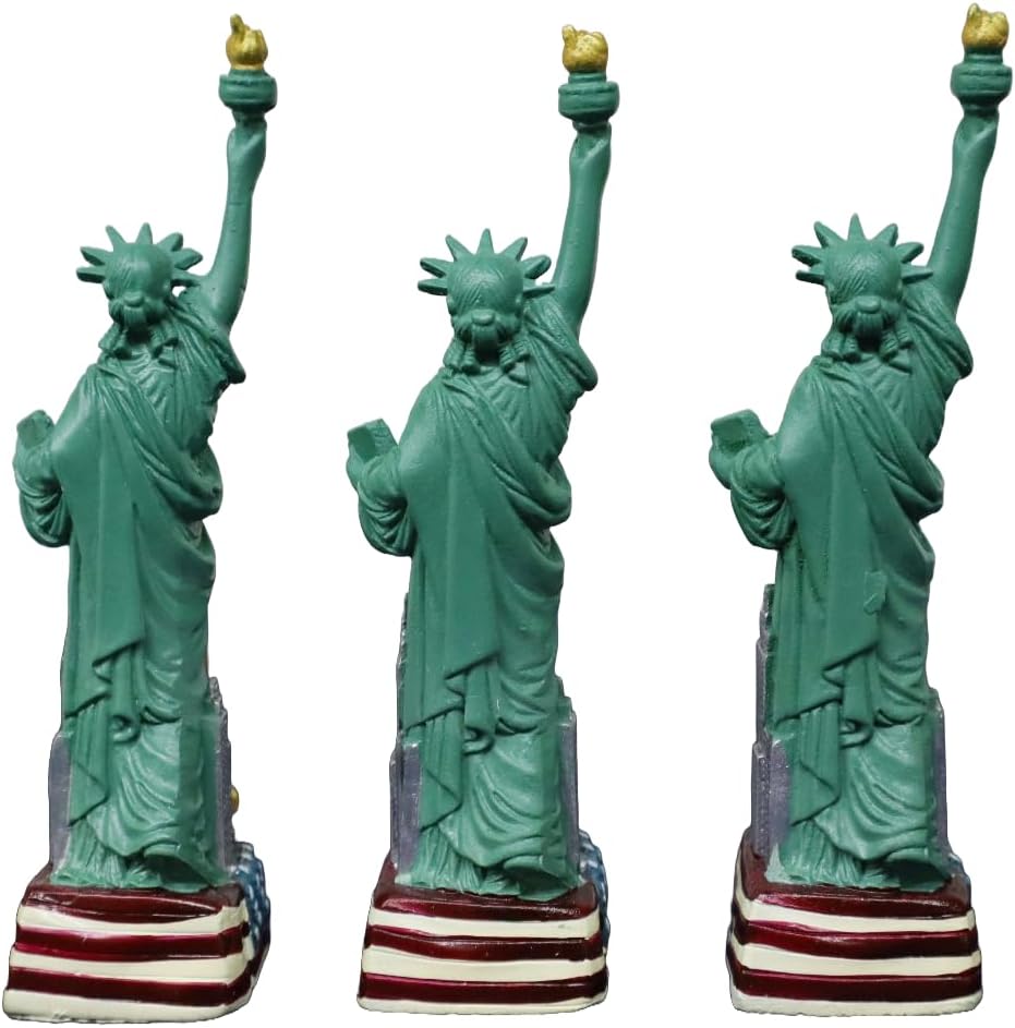 Statue of Liberty 3-Pack Replica NYC Skyline Flag Base