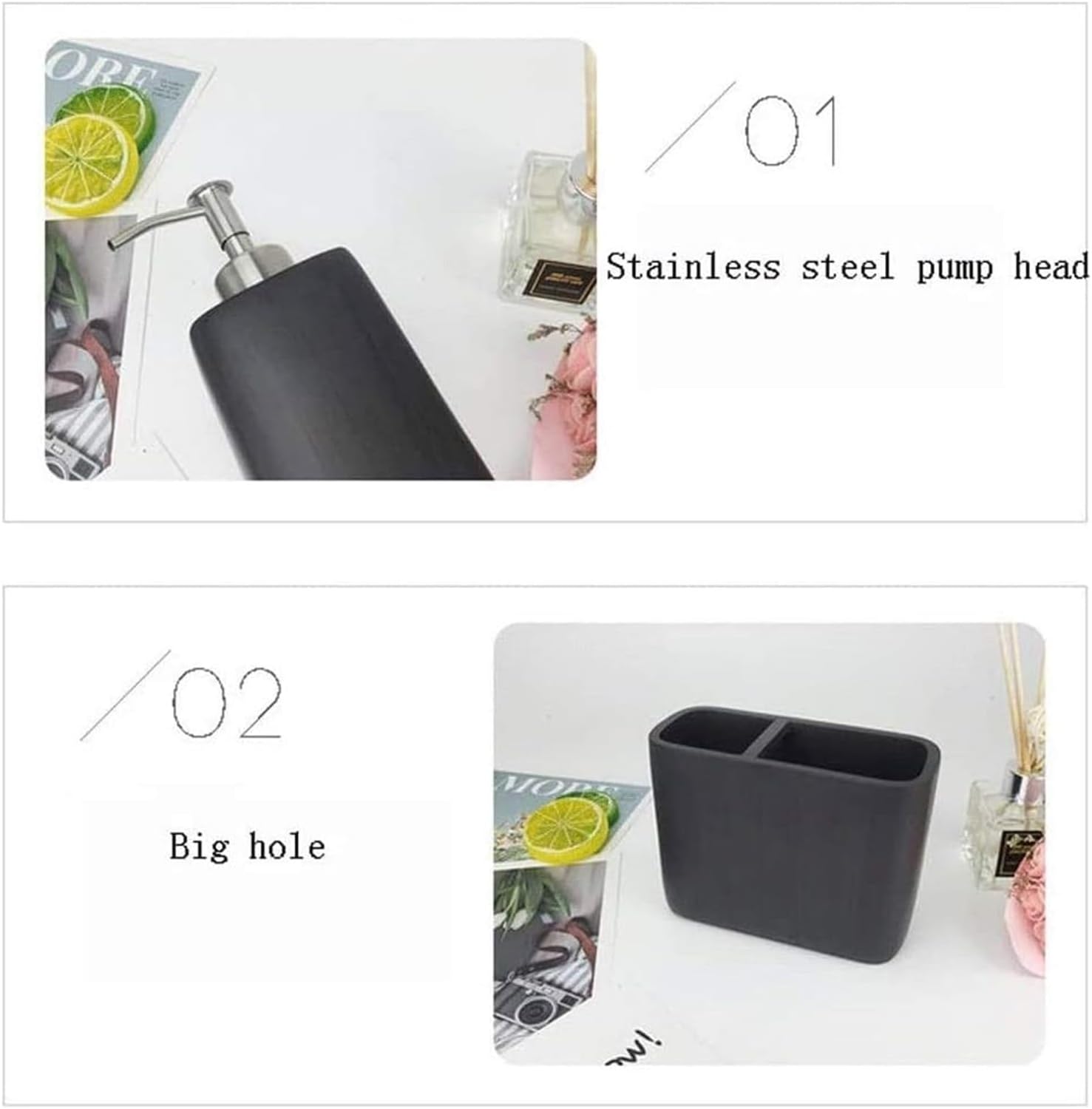 WZBNHYU 5-Piece Bathroom Accessory Set with Marble Pattern