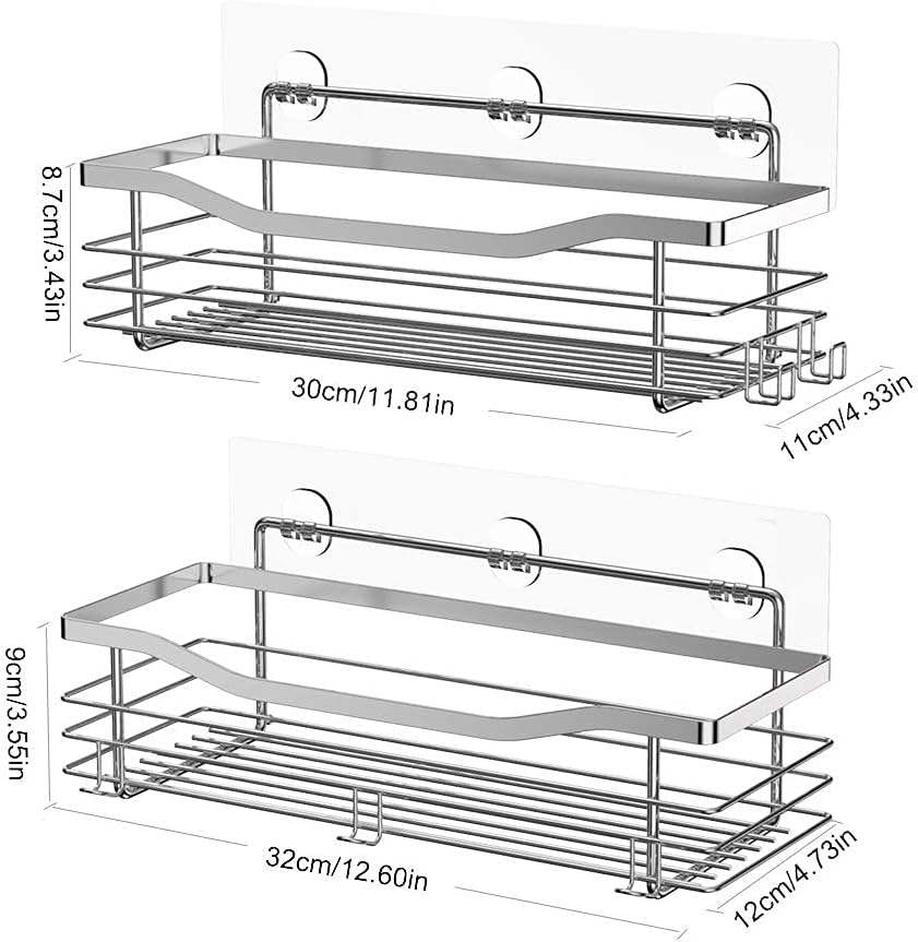 Orimade 2-Pack Shower Caddy with 5 Hooks and Adhesive