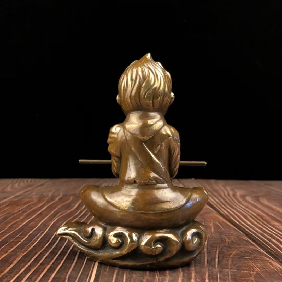 Julrybox Pure Copper Wukong Statue Brass Decor Figurine