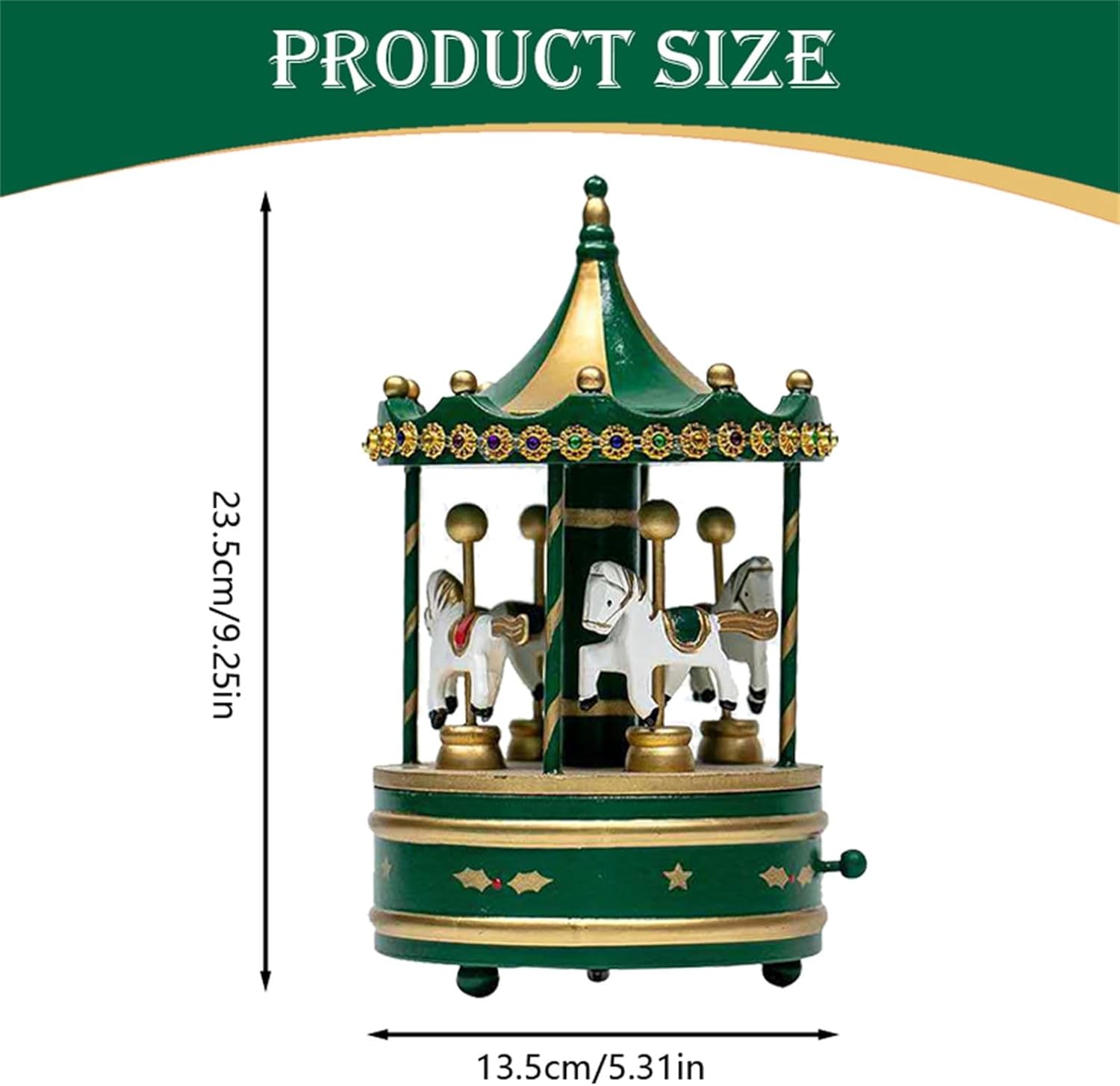 Nudsfuii Gold Wood Musical Rotating Carousel Christmas Figurine Table Decor