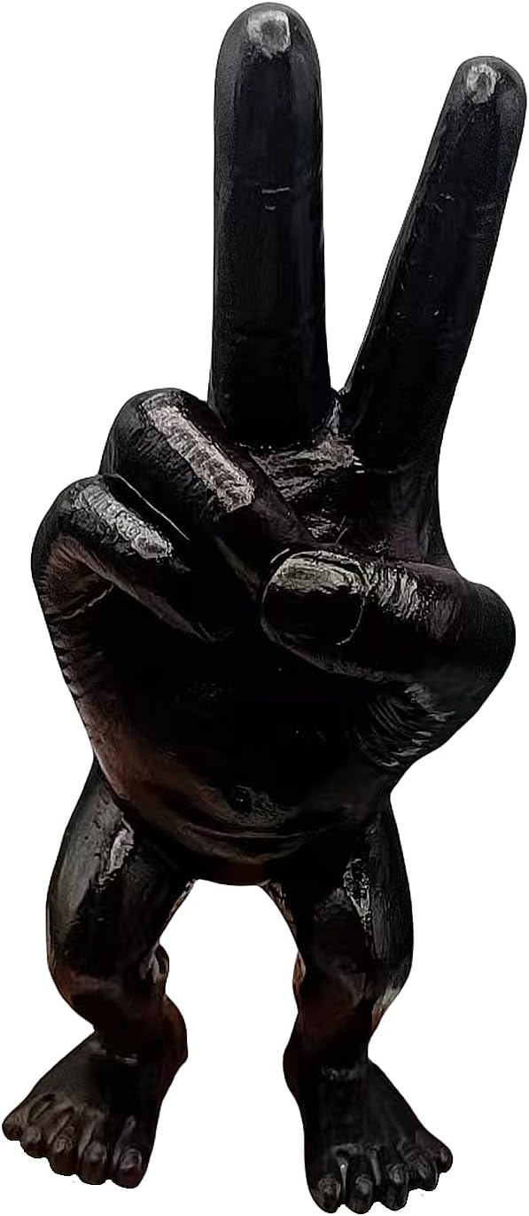 Scissor Hand Figure Statue Black 3D Resin Decor 1