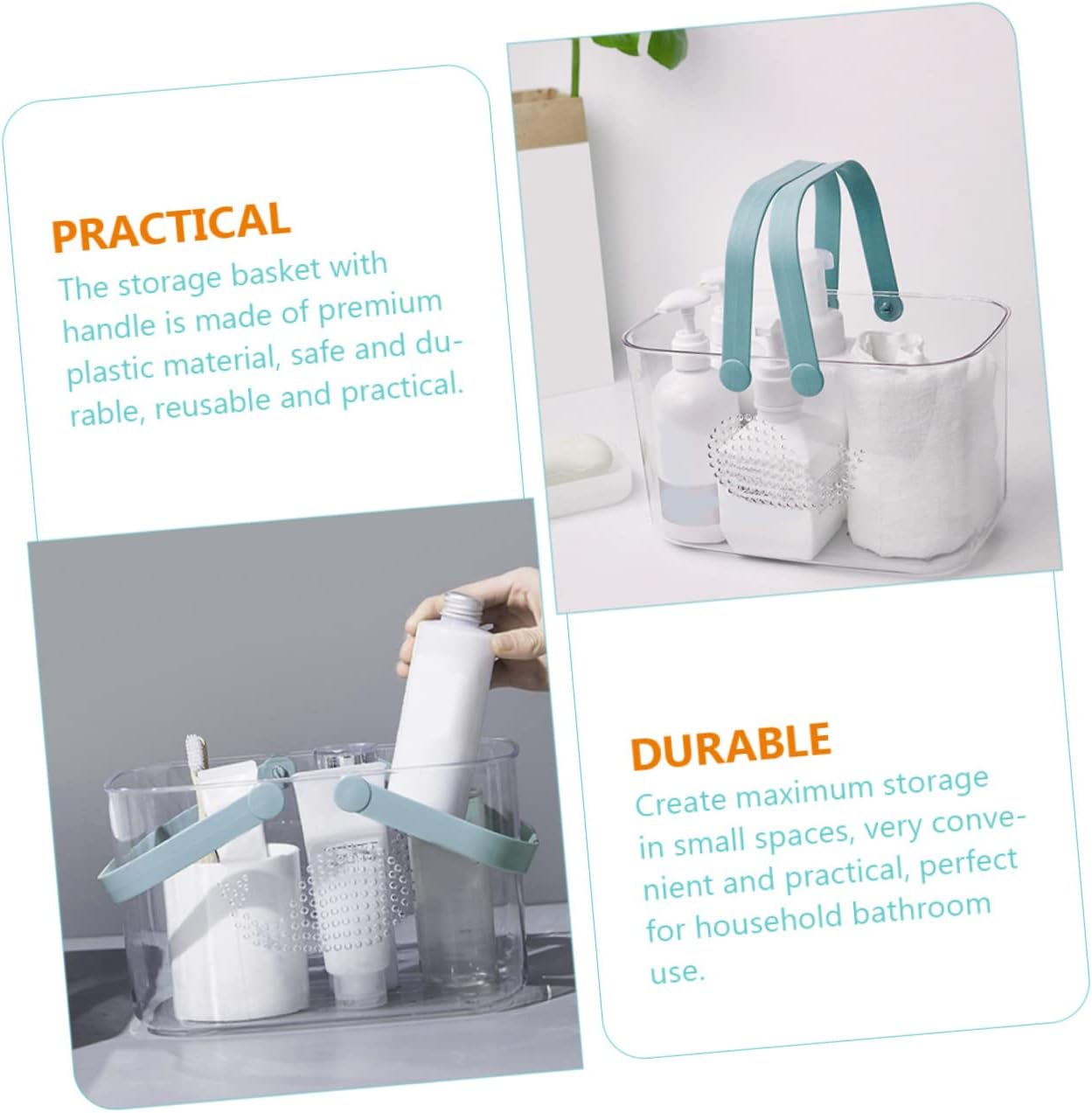 FOYTOKI Portable Plastic Bathroom Organizer Basket with Handle 1