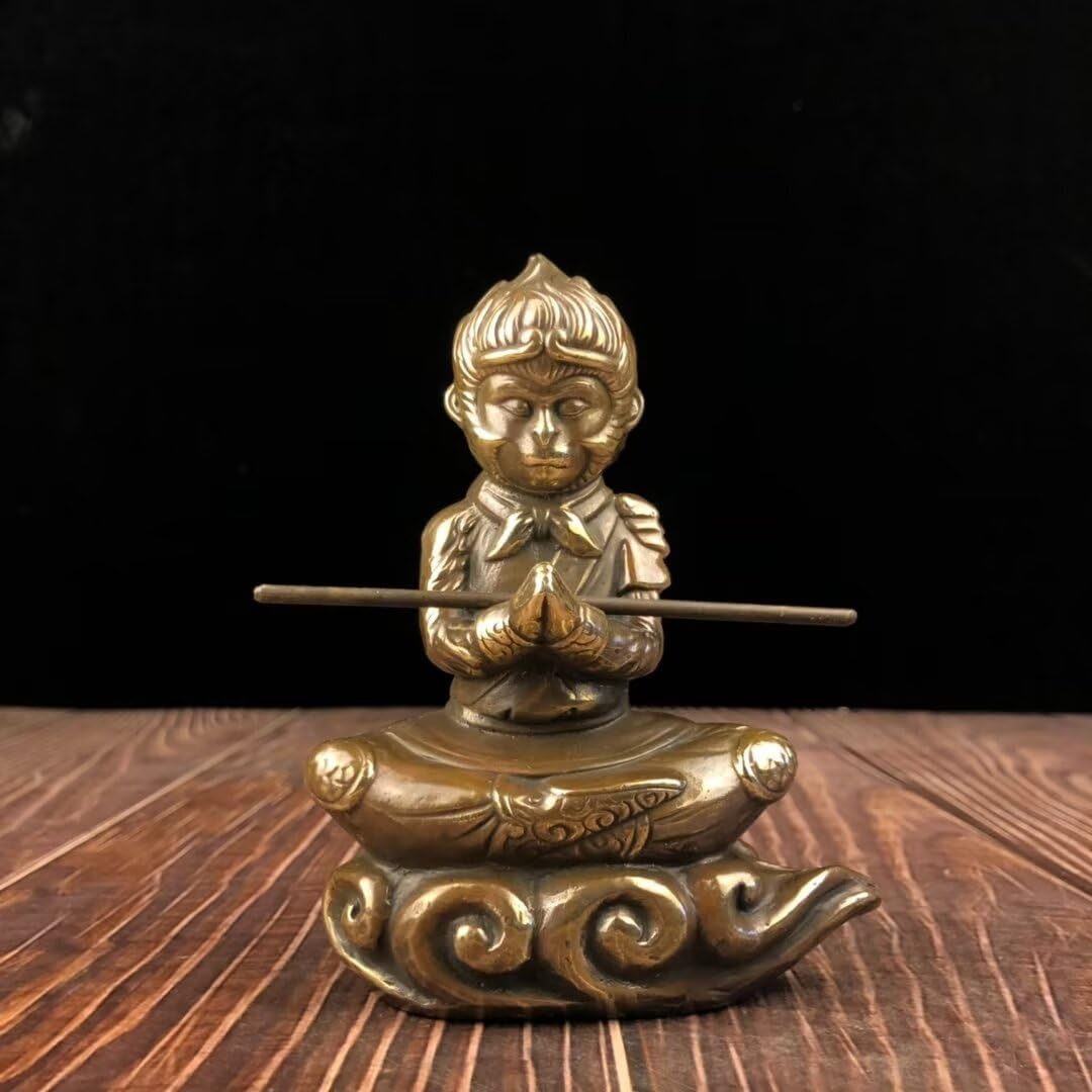 Julrybox Pure Copper Wukong Statue Brass Decor Figurine