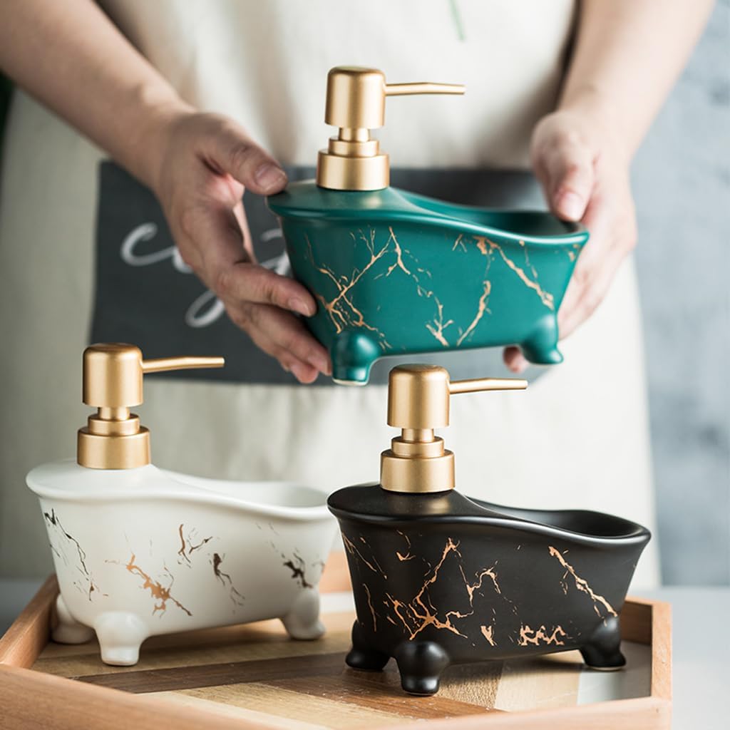Liquid Ceramic Marble Pattern Soap Dispenser 2 in 1