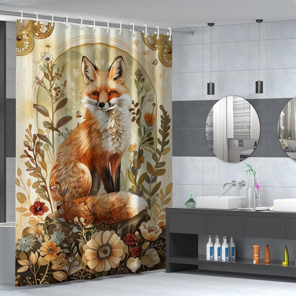 Reateforin Kids Woodland Animal Shower Curtain Set