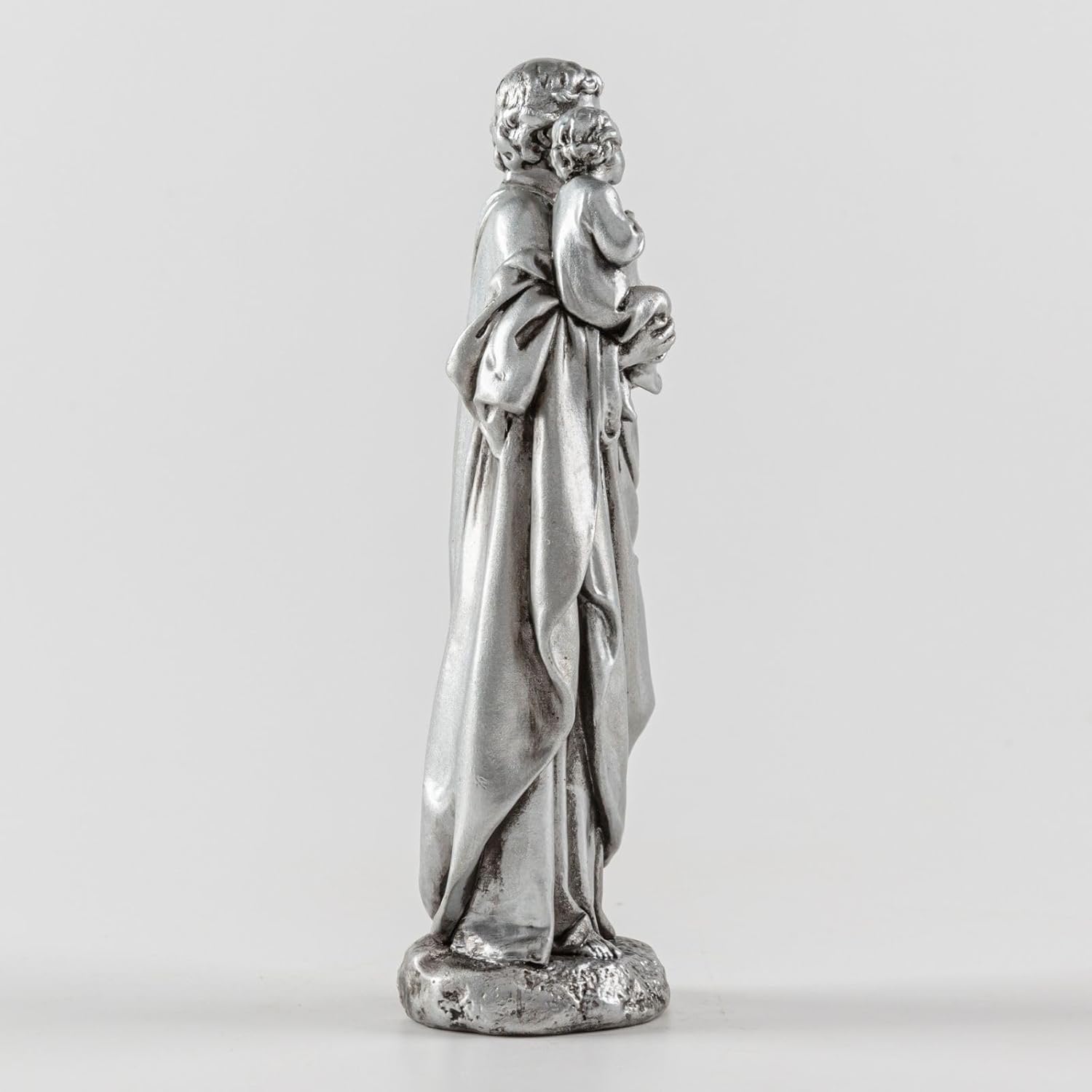St Joseph and Baby Jesus Statue 7 Inch Silver