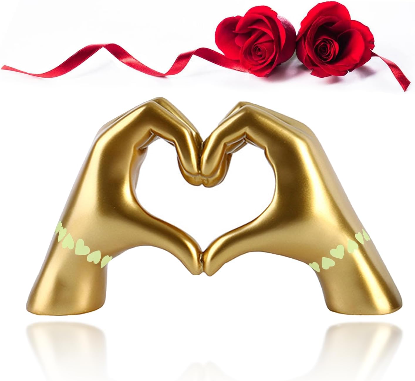 Heart Hand Sculpture - Gold Big Hands Decor Statue