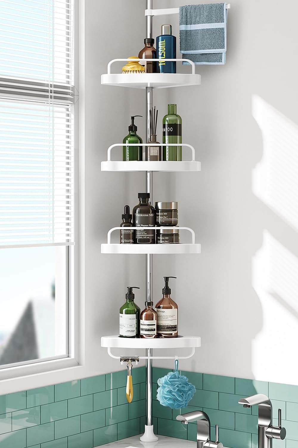 Hamitor Corner Shower Caddy 4Tier Organizer
