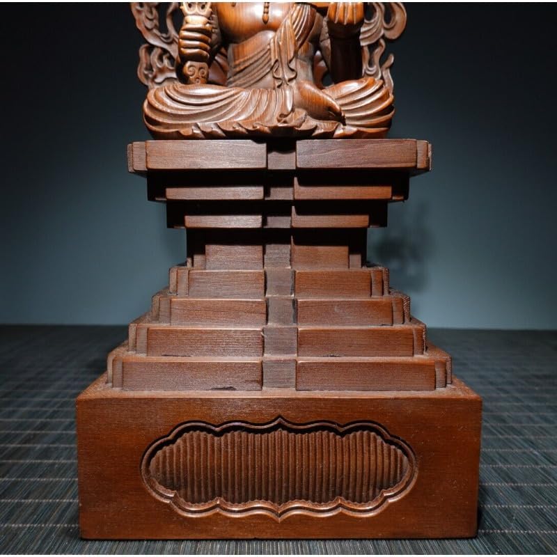 Handcrafted Fudo Myo-o Boxwood Statue - Zen Decor