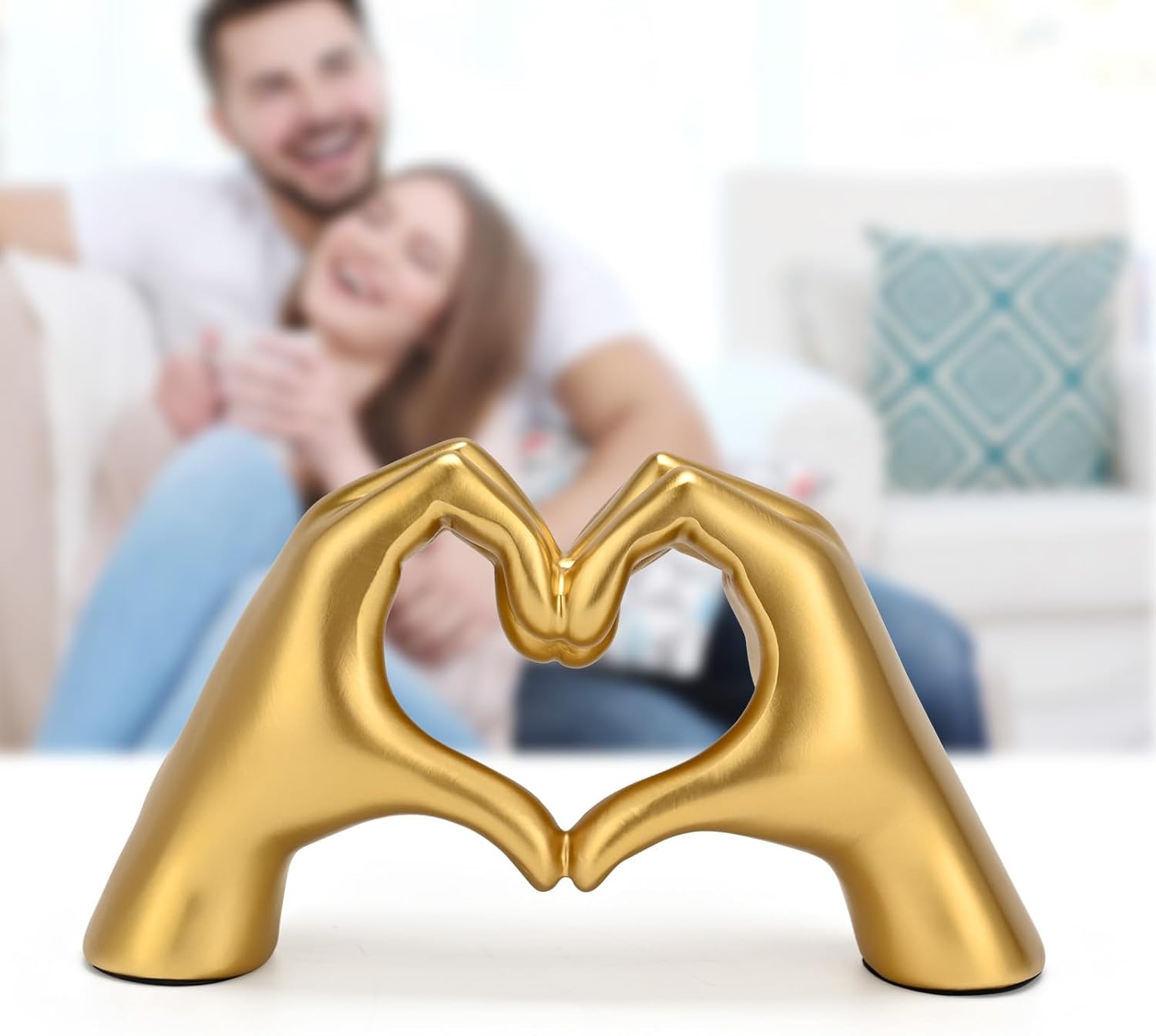 Heart Hands Sculpture Gold Resin Home Decor 1