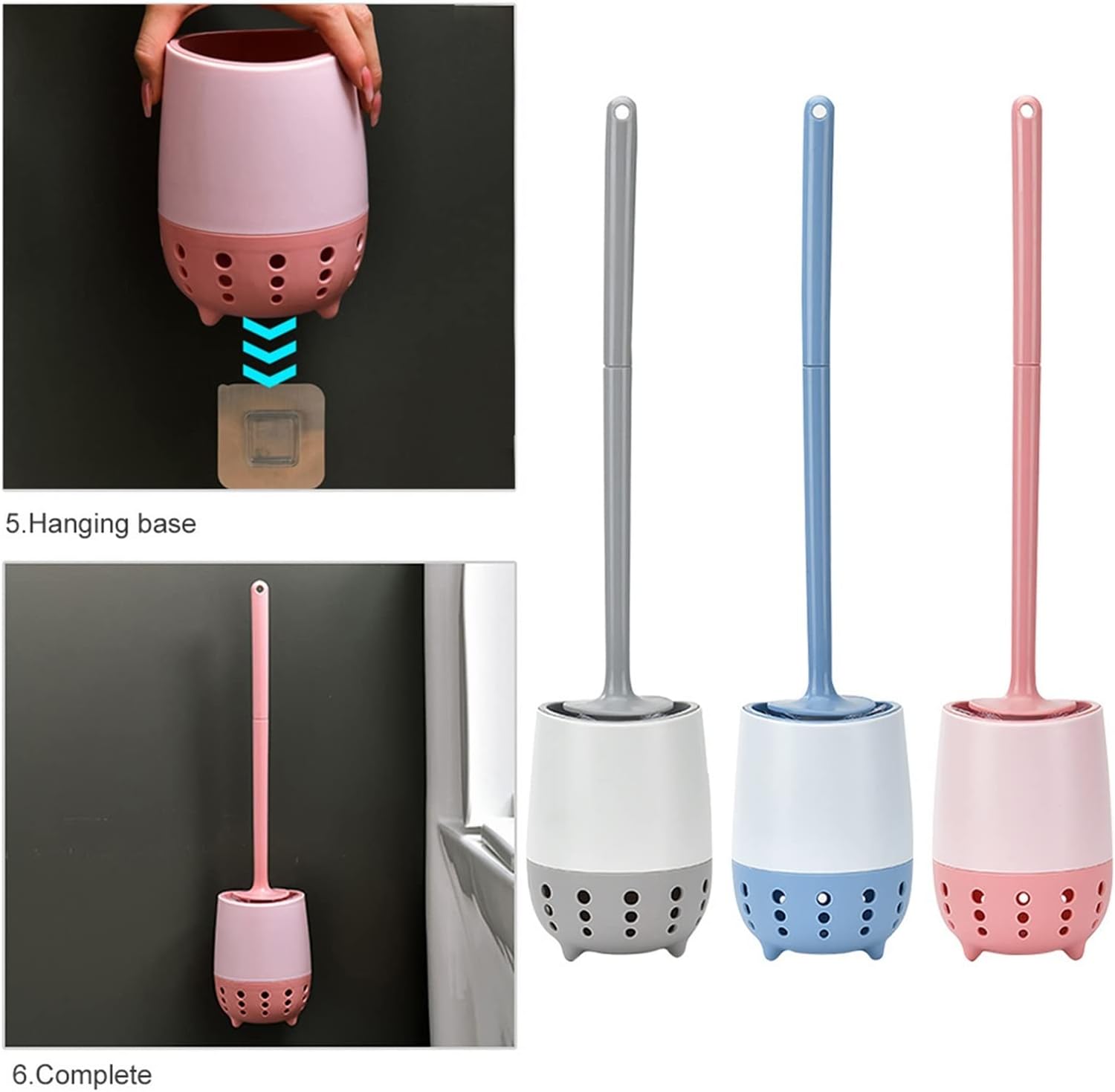 Plastic Toilet Brush with Replaceable Head - Blue 1
